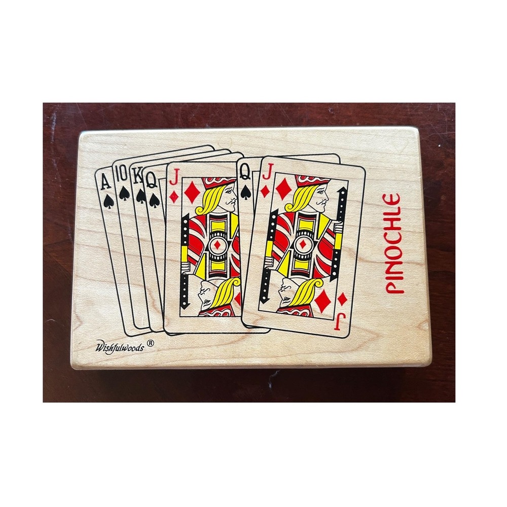 Wishfulwoods Pinochle Box Wood OS Natural Good Artisan Handcrafted - Signed